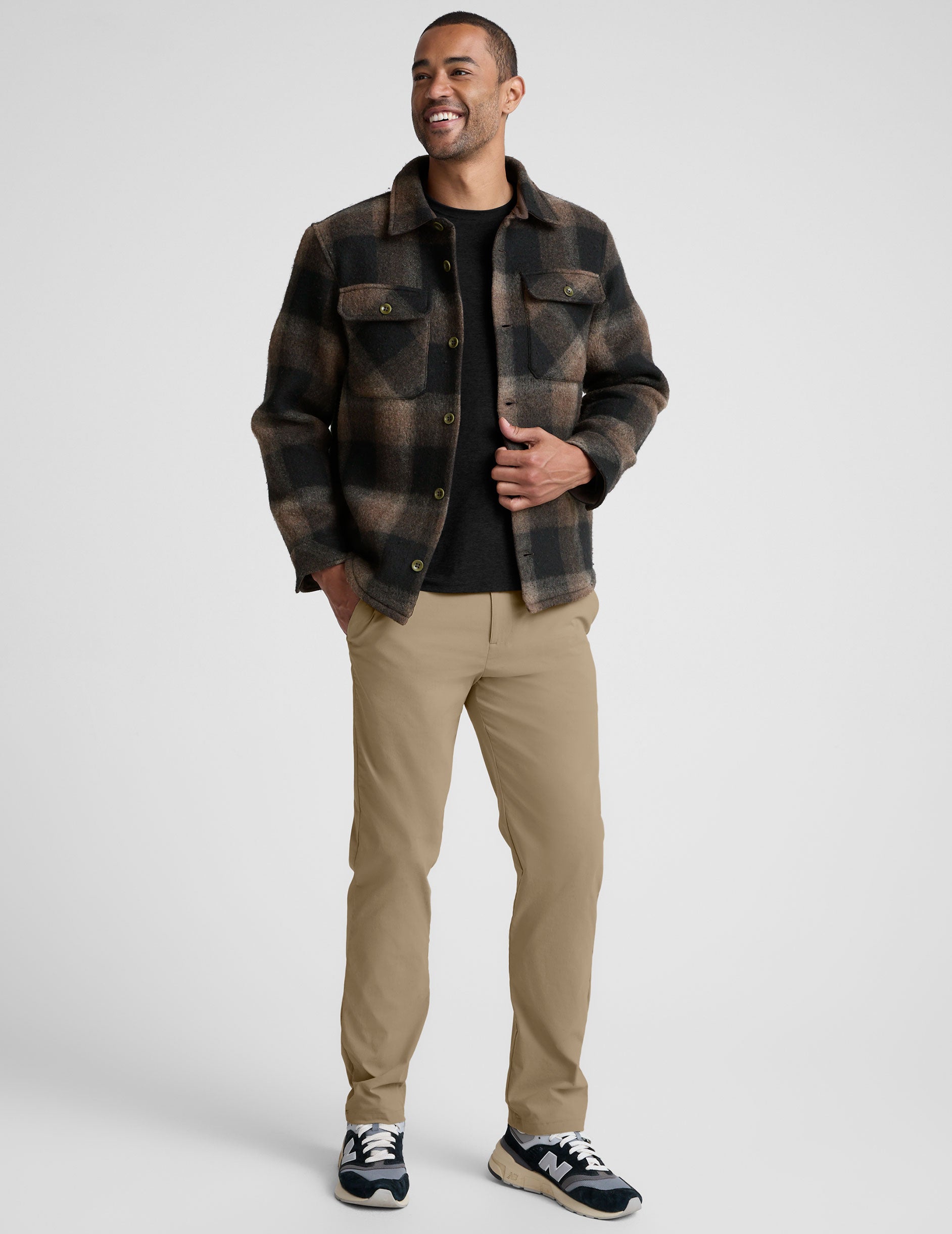 Plaid Wool Blend Men's Shirt Jacket - Image 6