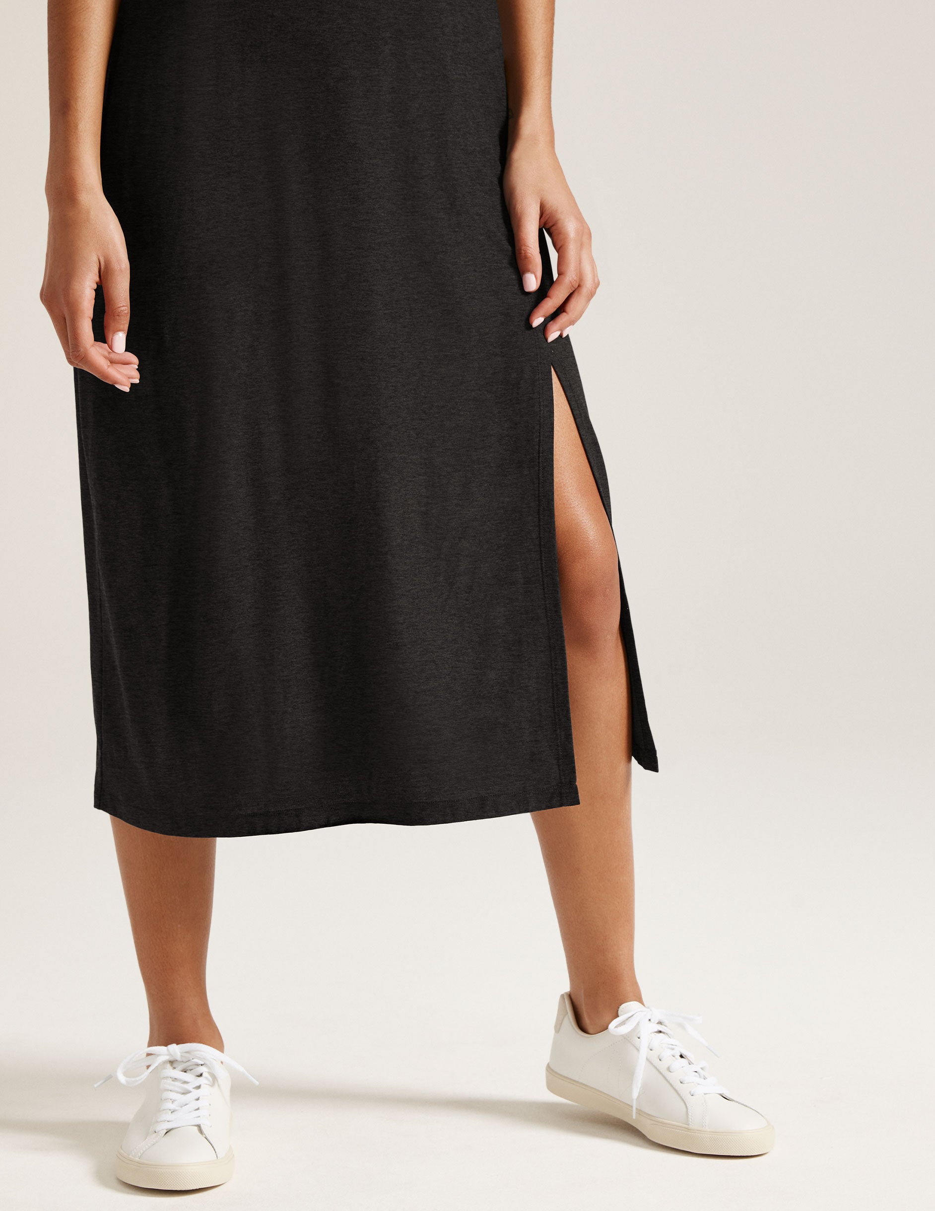 Featherweight Square Neck Slit Midi Dress - Image 4