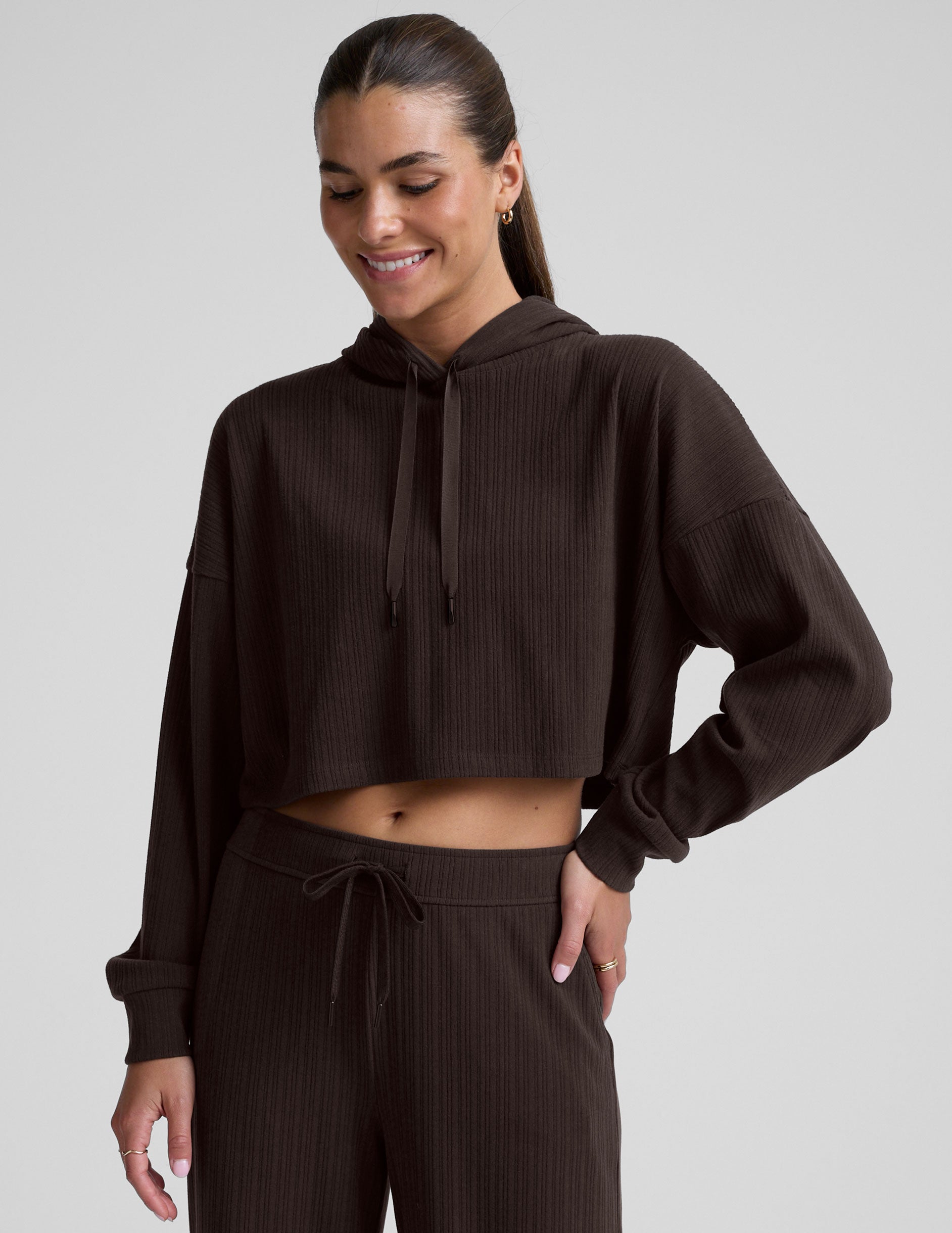 Breathe Easy Ribbed Cropped Hoodie - Image 3