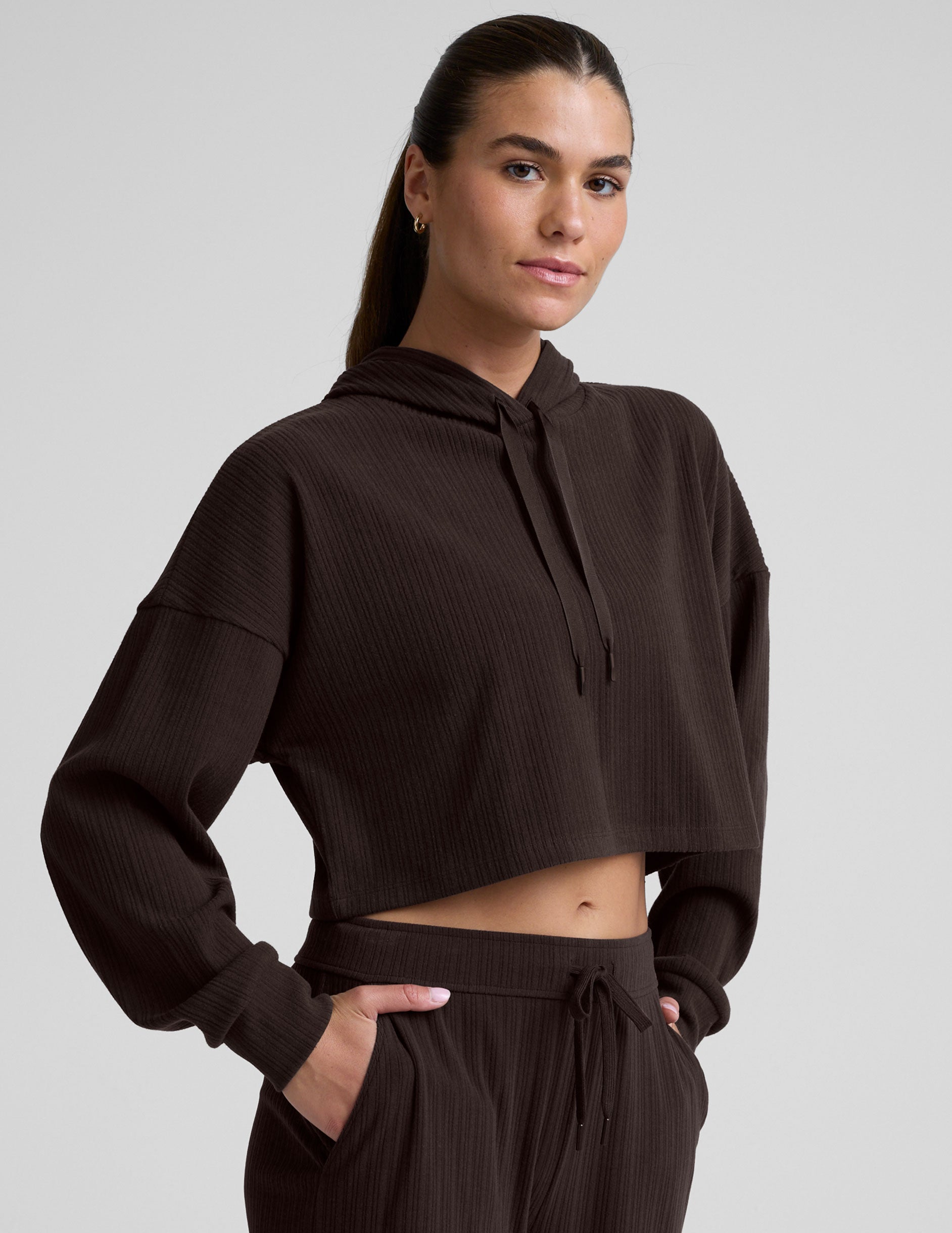 Breathe Easy Ribbed Cropped Hoodie - Image 4